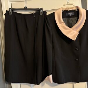 Jones Wear Black Suit Set with Pink Satin Collar